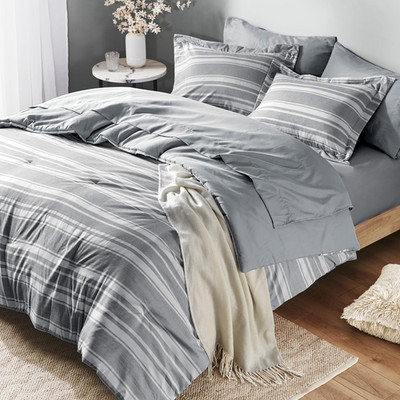 Codi Queen Size Bed In A Bag Full Bedding Sets Modern Farmhouse Grey And White