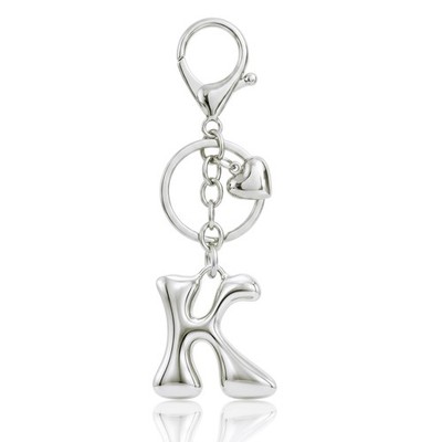 Silver Bubble Heart Initial Letter Keychain   Cute Bag Charms for Handbags, P...
