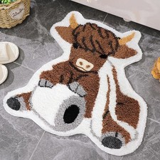 Highland Cow Bathroom Rug Western Cow Print Rug Cute Funny Bath Mat Decorativ...