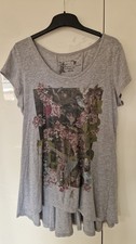 KAPPAHL T-Shirt Hängerchen grau Shirt Kurzarm Blumen Gr. 44-46