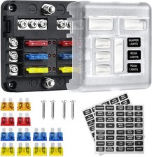 12V Fuse Block, Waterproof 6 Way Fuse Box with LED Indicator for 12V/24V Automot