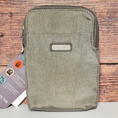 Baggallini Take Two RFID Bryant 5x7.25 Small Wallet Crossbody Bag Purse Gray