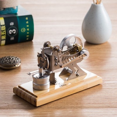 Stirling Vacuum Engine Model Science Educational Desktop Model Wood Base