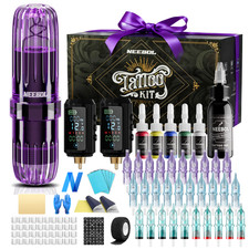Neebol Tattoo Pen Kit Wireless Tattoo Machine Kits with 2 Batteries 30 Needles
