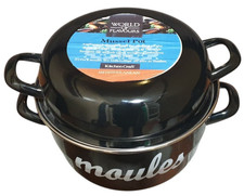 NEW Kitchen Craft World of Flavours 24cm Black Enamel Mussel Pot