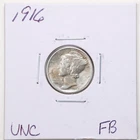 1916 10C Mercury Winged Liberty Silver Dime in UNC FB Condition #6940