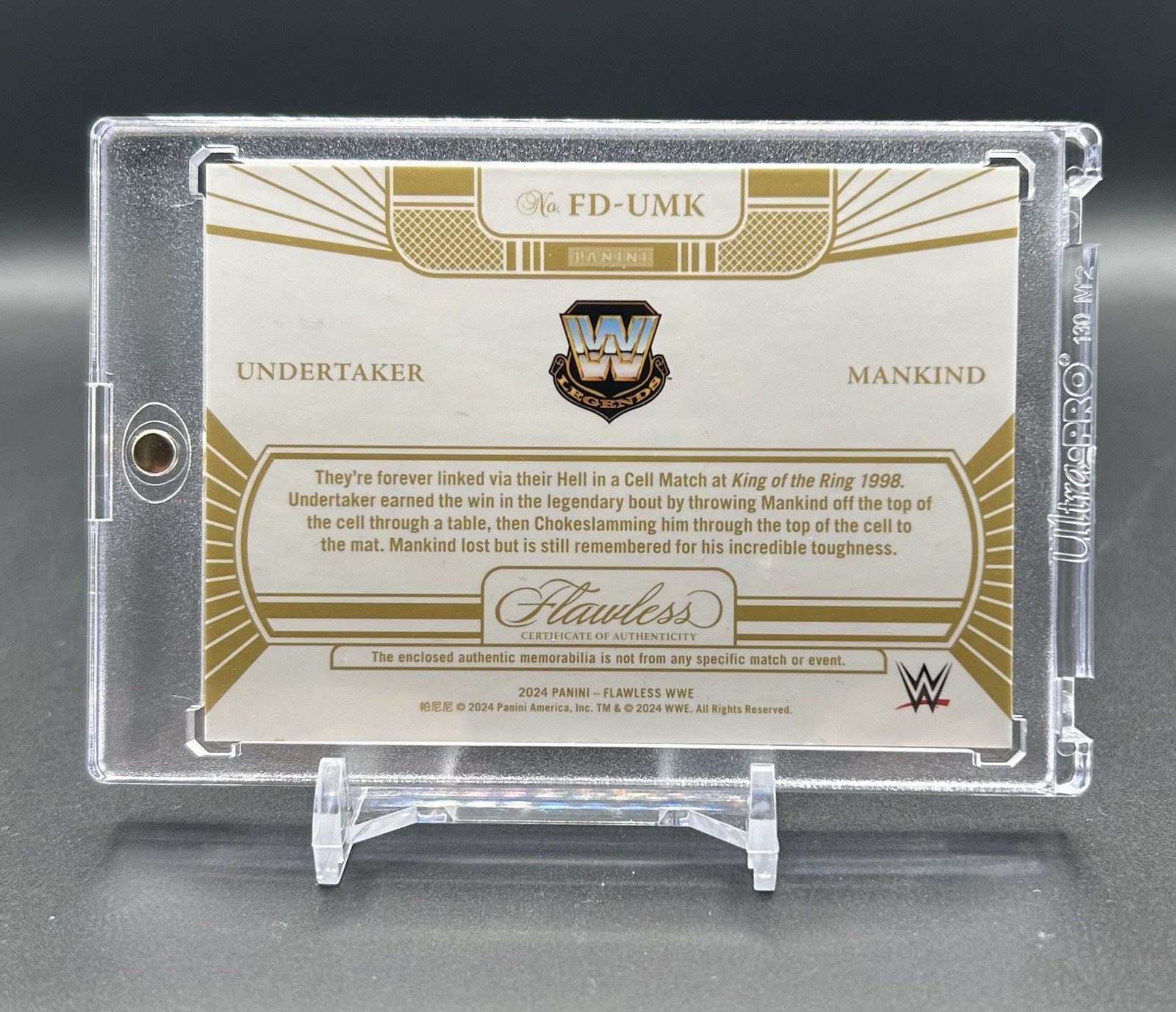 2024 Panini Flawless WWE Dual Patch Undertaker Mankind Gold /10 view 2