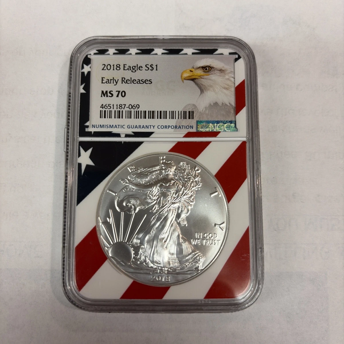 25+ American Eagle MS 70 Graded 2018 Silver Bullion Coins for sale