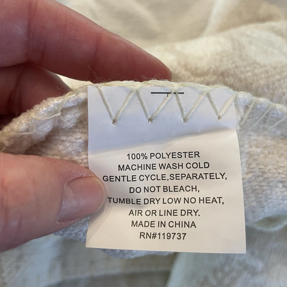 Skull Chenille Throw Blanket 51"x72" Reversible Ivory Beige Whimsigoth Envogue - Image 4 of 4