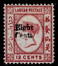NORTH BORNEO - Labuan QV SG15, 8c on 12c carmine, M MINT. Cat &pound;160.
