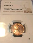 1955 Lincoln Cent NGC MS 65 RD