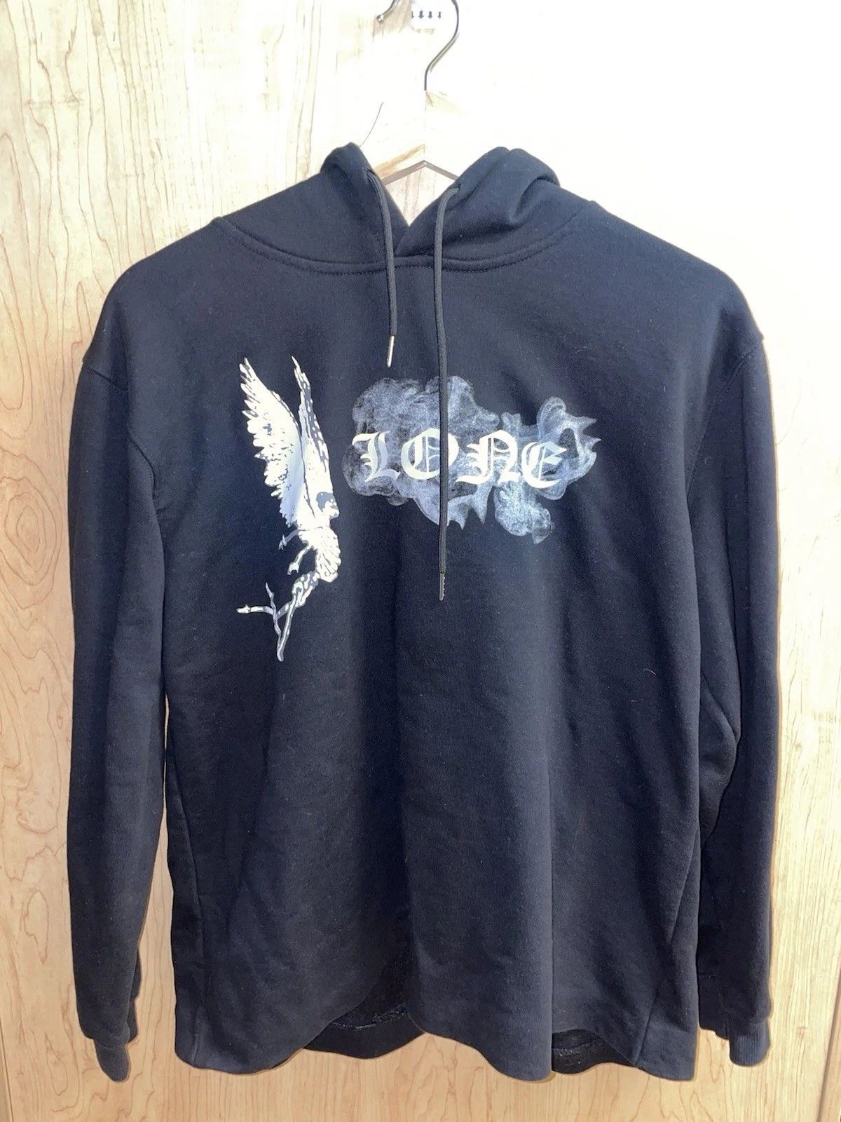 Vlone Hoodie Sweatshirt Shirt Adult M Smoke Angel V Skull Grunge Cropped Mens