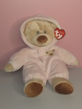 TY Pluffies Baby Bear Pink Plush 12" Non Removable Pajamas 2010