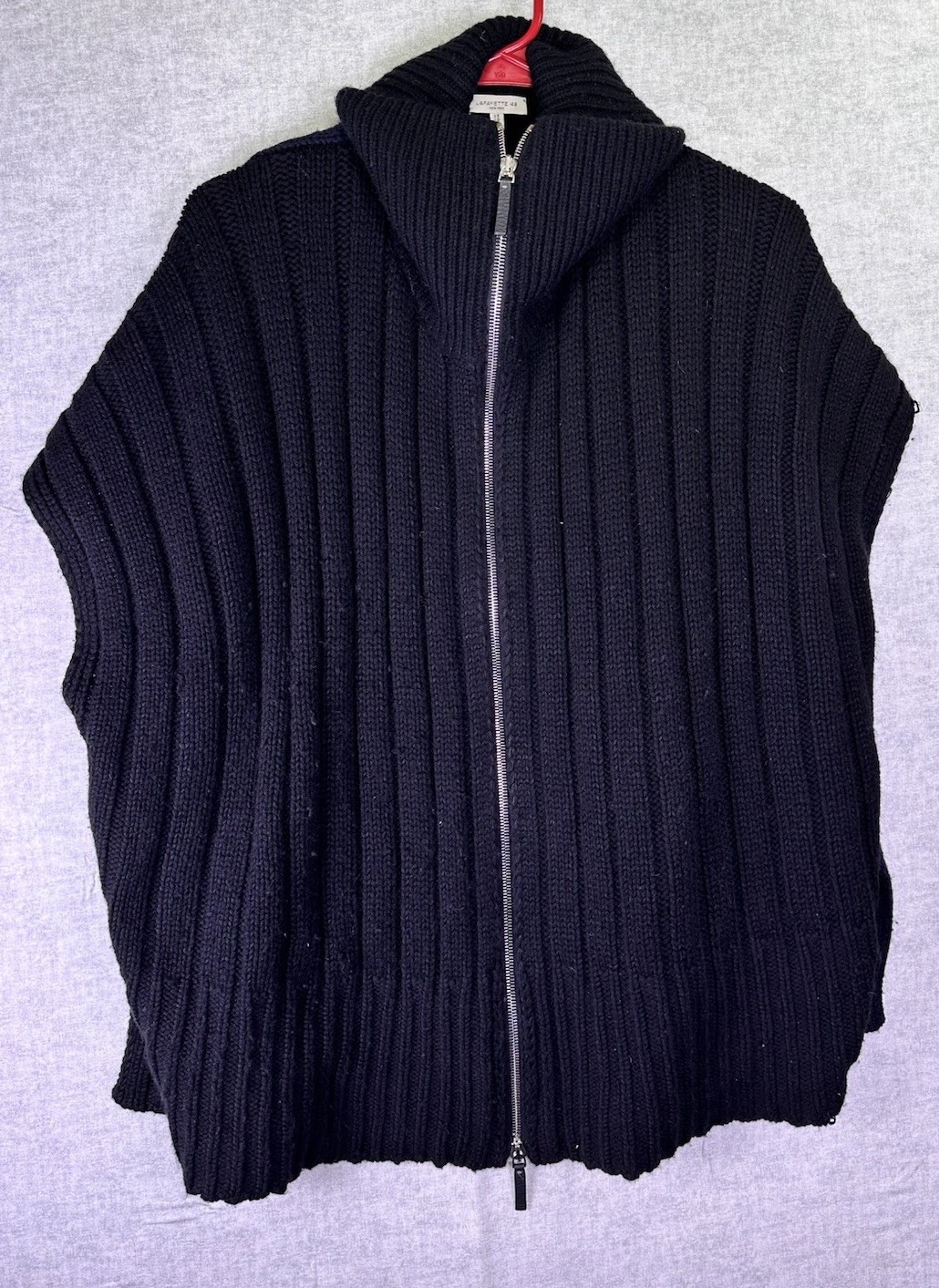 Lafayette 148 Cashmere Silk Turtleneck Poncho Sweater One Size Luxe 2-tone