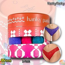 NWT 3-Pack Hanky Panky Women's One Size Lace Original-Rise Thong Underwear 4811