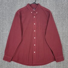 Chaps Shirt Mens XL Red Black Gingham Check Long Sleeve Button Down