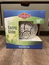 Gardener Select 10” Glass Glazing Globe Mosaic White Daisy Multicolor