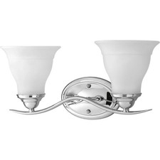 P3191-15 Trinity 2-Light Polished Chrome Etched Glass Bath Vanity Light