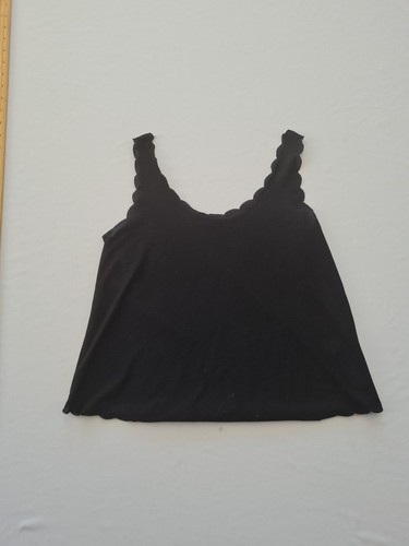 Ladies Scalloped Vest Top Topshop Size 10 Black 29976