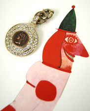 Dyrberg Kern Anhänger vergold  2 Reihen Swarovski Strassteine Viktoria B. Regina