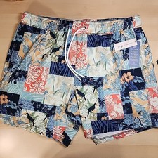 Caribbean Joe Men's Swim Shorts Trunks Size XL Blue Tropical Hawaiian Patterned