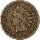 1859 Indian Head Cent F Fine Details Penny 1c Coin SKU:CP1149
