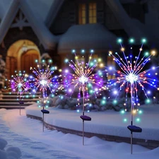 4X Outdoor Garden Solar Firework Lights Waterproof Path Lawn Xmas Decor 120 LED