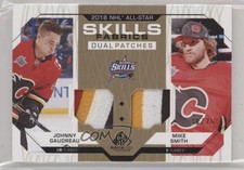 2018-19 Upper Deck SP Game Used 20/25 Johnny Gaudreau Mike Smith Dual Patch 0c3