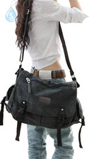 Upgraded Vintage Canvas Messenger Bag 13 15.6 17 Inches Large Book Laptop Shou