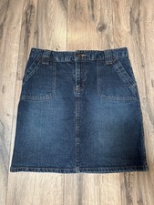 Route 66 Womens Y2K Denim Skirt Dark Wash Utility Pockets Stretch Jean Mini Skir