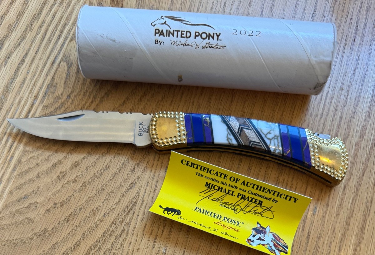 BUCK PAINTED PONY PRATER 110 CUSTOM KNIFE NEVER USED IN BOX D19 | eBay