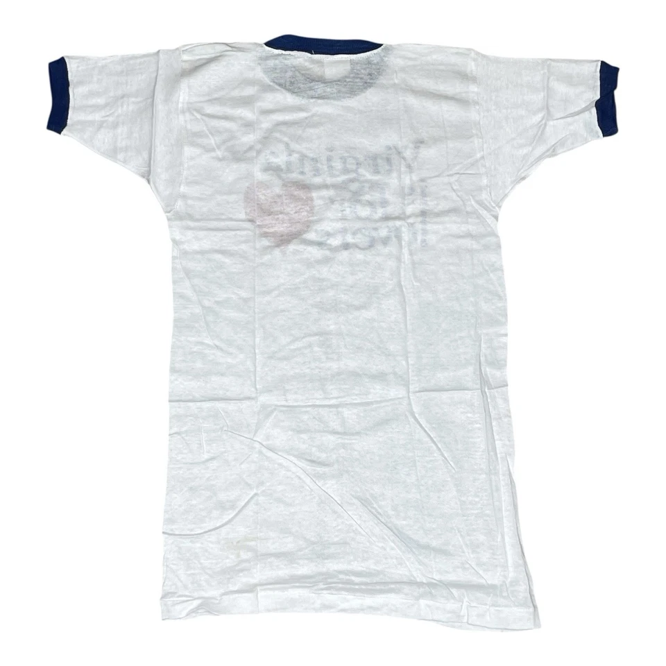 Винтажная ретро футболка 1970-х Virginia Is For Lovers Blue Ringer Hanco детская 14–16 - Изображение 2 из 4