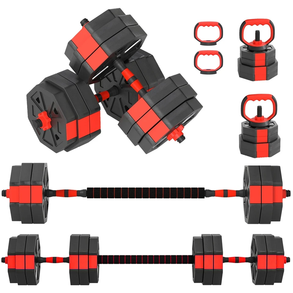 SPORTNOW 6-in-1 Adjustable Weight Dumbbells Set, 30kg Free Weights Set, Red, photo 1 of 5