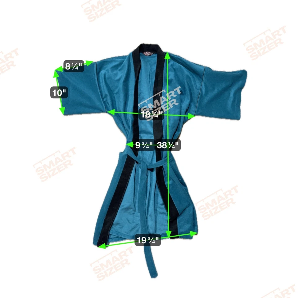 Vintage Mens Teal Blue Aqua Kimono Robe By Sears Fashion Loungewear Medium Tie - Image 4 of 4