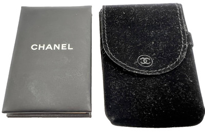 Chanel Öl Löschpapier Kompakt Spiegel Schwarz mit Etui Kosmetik