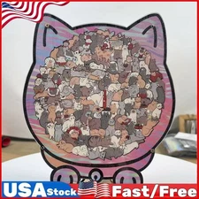 135-Piece Morandi-Colored Cat Shaped Wooden Jigsaw Puzzle, Cats Shaped Puzzle SP