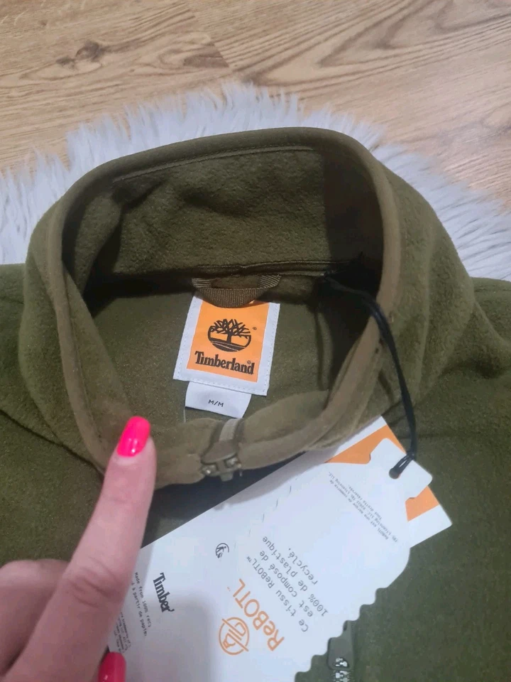 Timberland Mens Khaki Green Fleece Jacket Size M Brand New - Image 2 of 4
