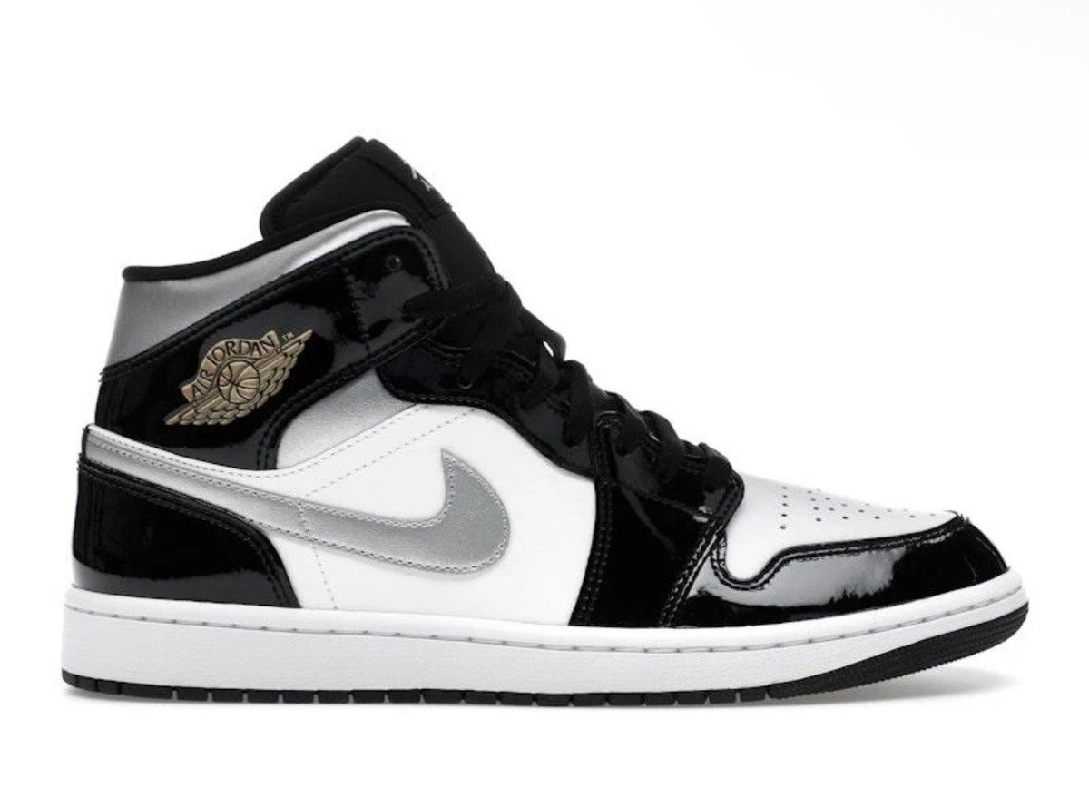 Size 9 - Air Jordan 1 SE Mid Black White Metallic Silver for sale