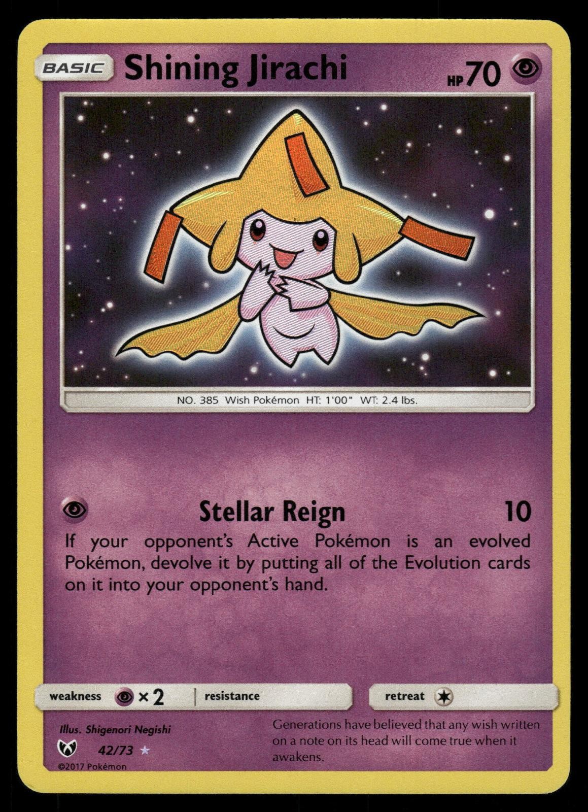 Shining Jirachi 42/73 Rare Shining Shining Legends Pokemon Holo Near Mint