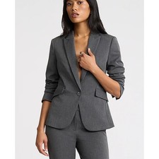 Express Editor one button grey fitted blazer ...