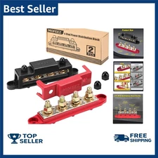 Power Distribution Block Bus Bar, 4 x 5/16" Posts, 6 x Screws Terminals, Max ...