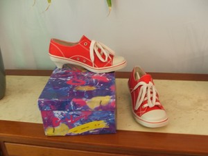 red high heel sneakers
