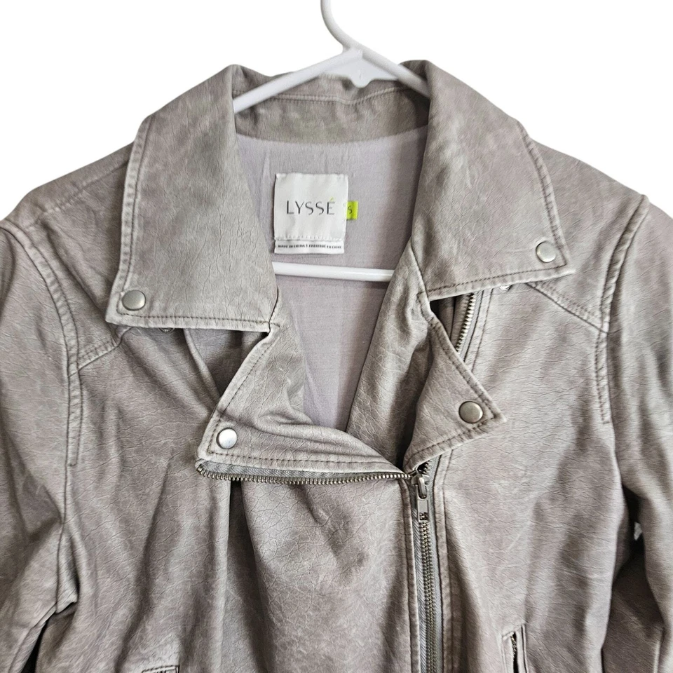 Chaqueta de Moto Anthropologie Lysse Mujer S Gris Imitación Cuero Chaqueta Mujer Recortada Foto 2 de 4