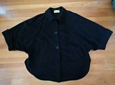 Unique Black Short Cape Coat Wool Cashmere Renato Balestra Made In Italy Small