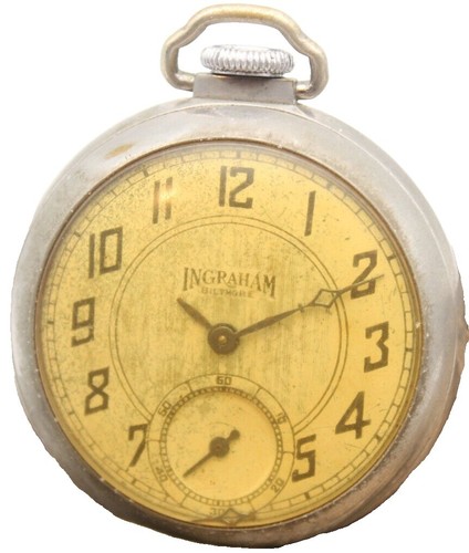 Antique Ingraham Pocket Watch 1940s E Ingraham Company Bristol Conn WORKS Antique Ingraham Pocket Watch 1940s E Ingraham Company  main image 2