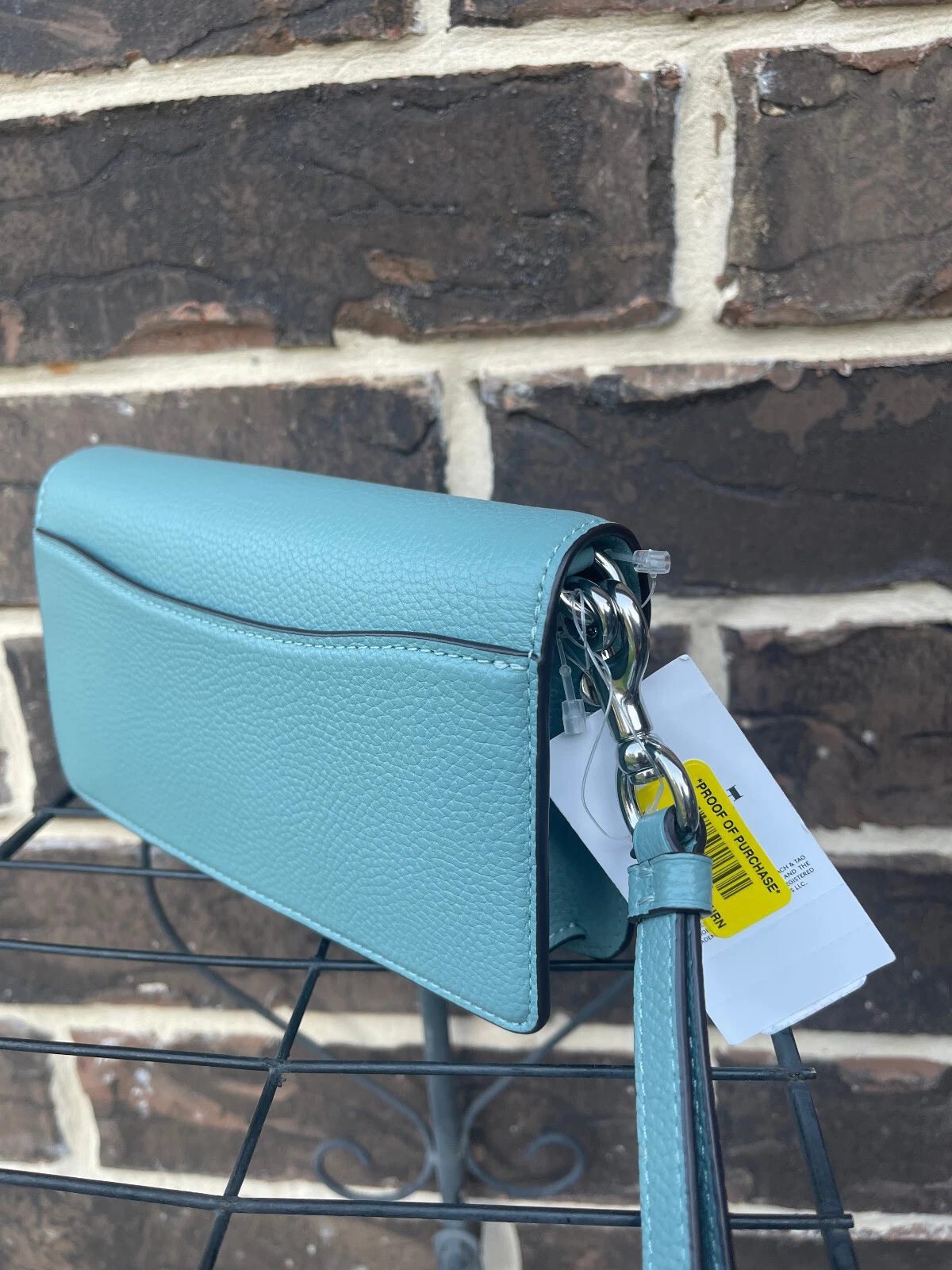 Coach Tabby Catena Tracolla Clutch Polso Pelle Blu Acquamarina Nuova con etichette CJ925