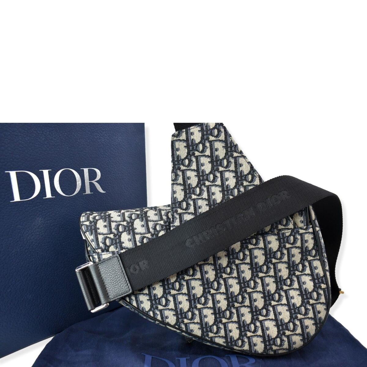 CHRISTIAN DIOR Saddle Oblique Jacquard Crossbody Bag CHRISTIAN DIOR Saddle Oblique Jacquard Crossbody Bag