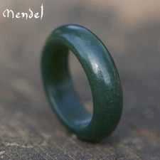 MENDEL Mens Womens Natural Genuine Real Green Jade Band Ring Size 5 6 7 8 10 12