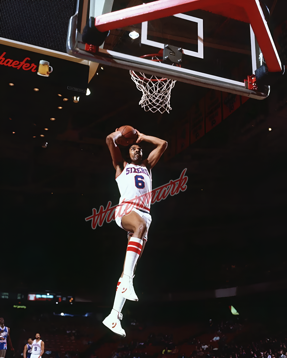 NBA DR J Julius Eving Philadelphia 76ers Slam Dunk Color 8 X 10