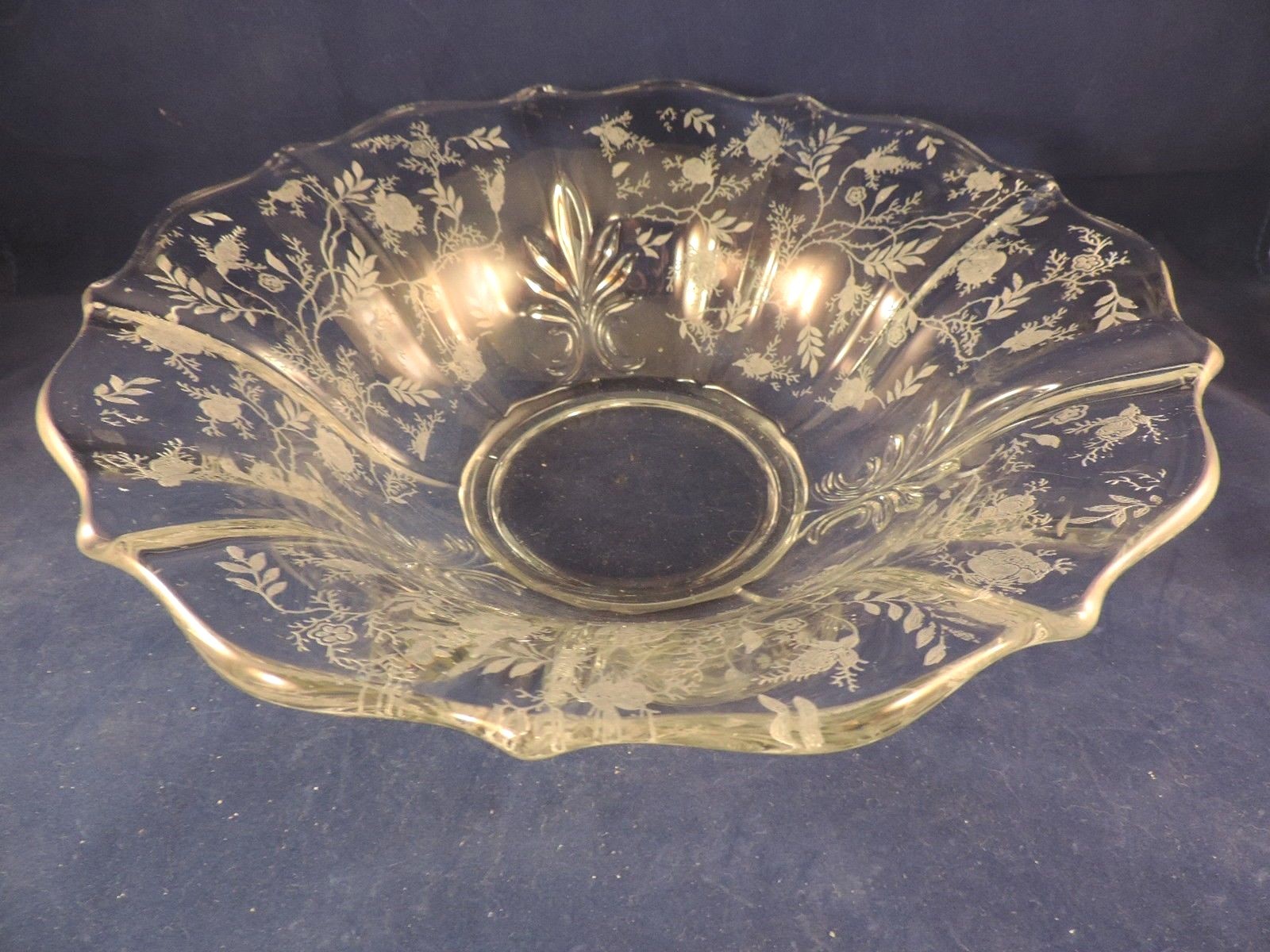 Fostoria Glass Chintz Pattern Crystal Baroque Large Flared Console Bowl